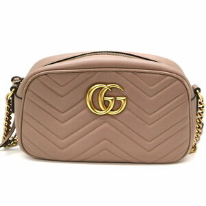 Gucci Quilted Shoulder Bag GG Marmont Leather Beige